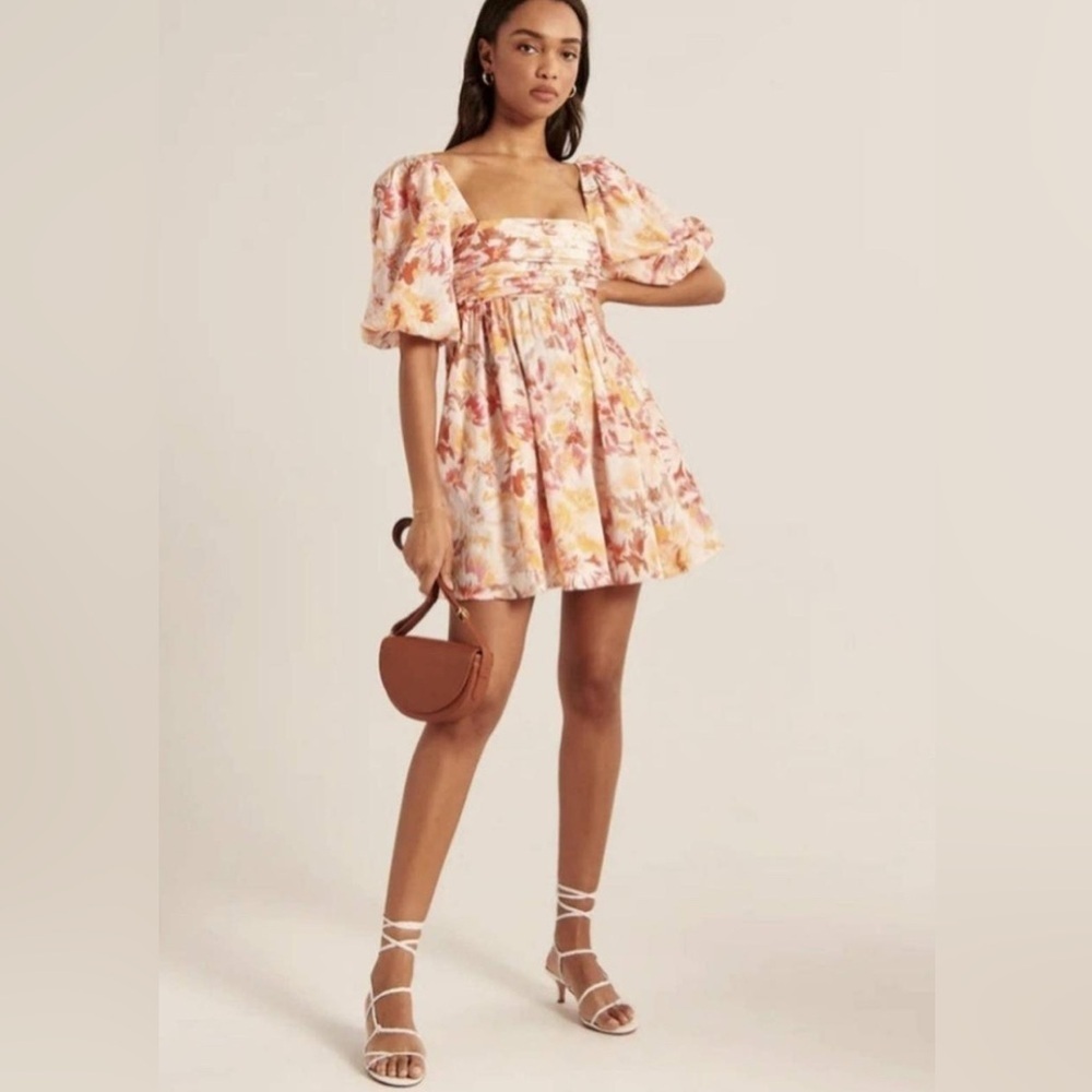 Abercrombie & Fitch‎ Ruched puffed Sleeve Mini Dress, Size SP